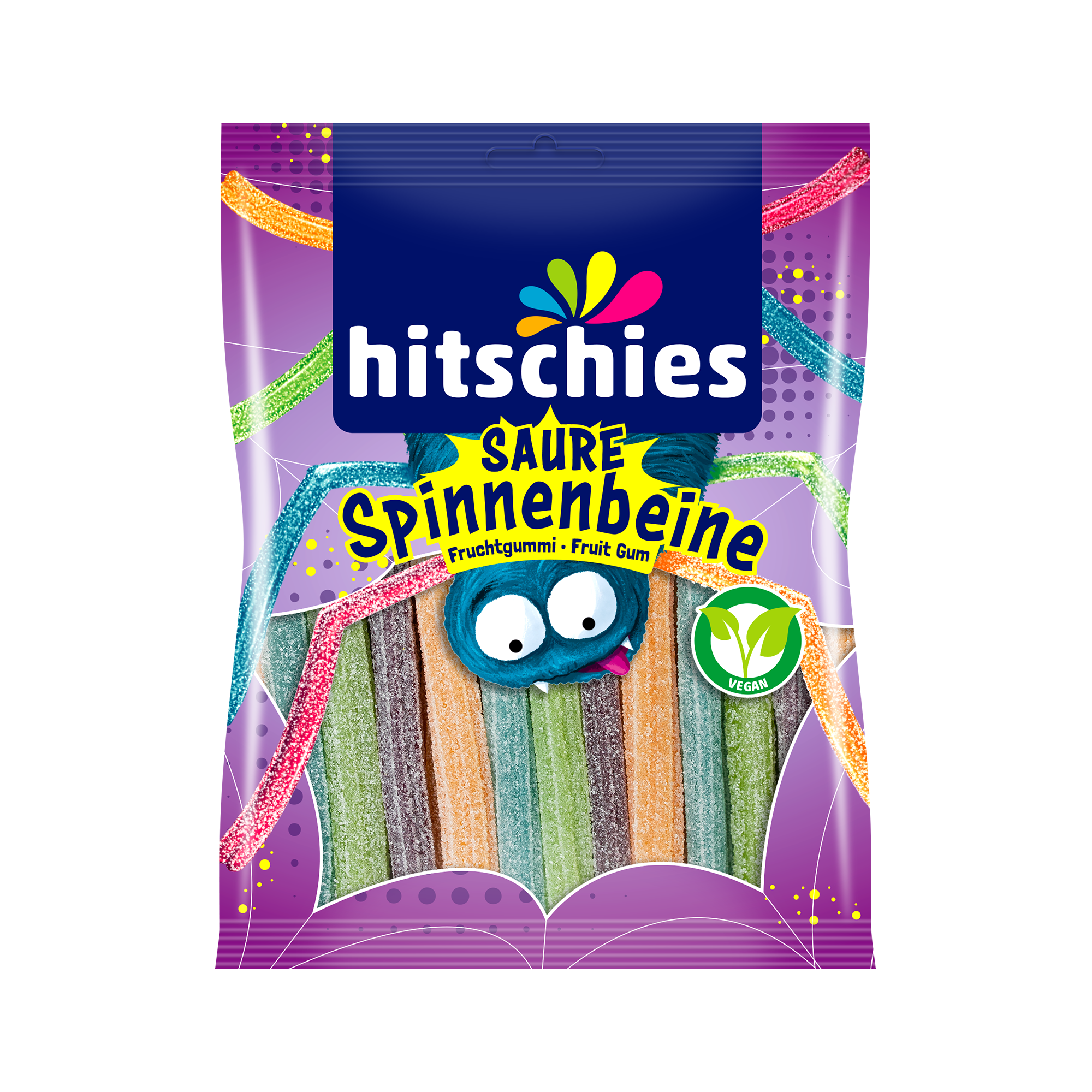 hitschler-hitschies-20831-Saure-Spinnenbeine-125g-Sussigkeiten Pattes d'araignée aigres 125 g – Image 1
