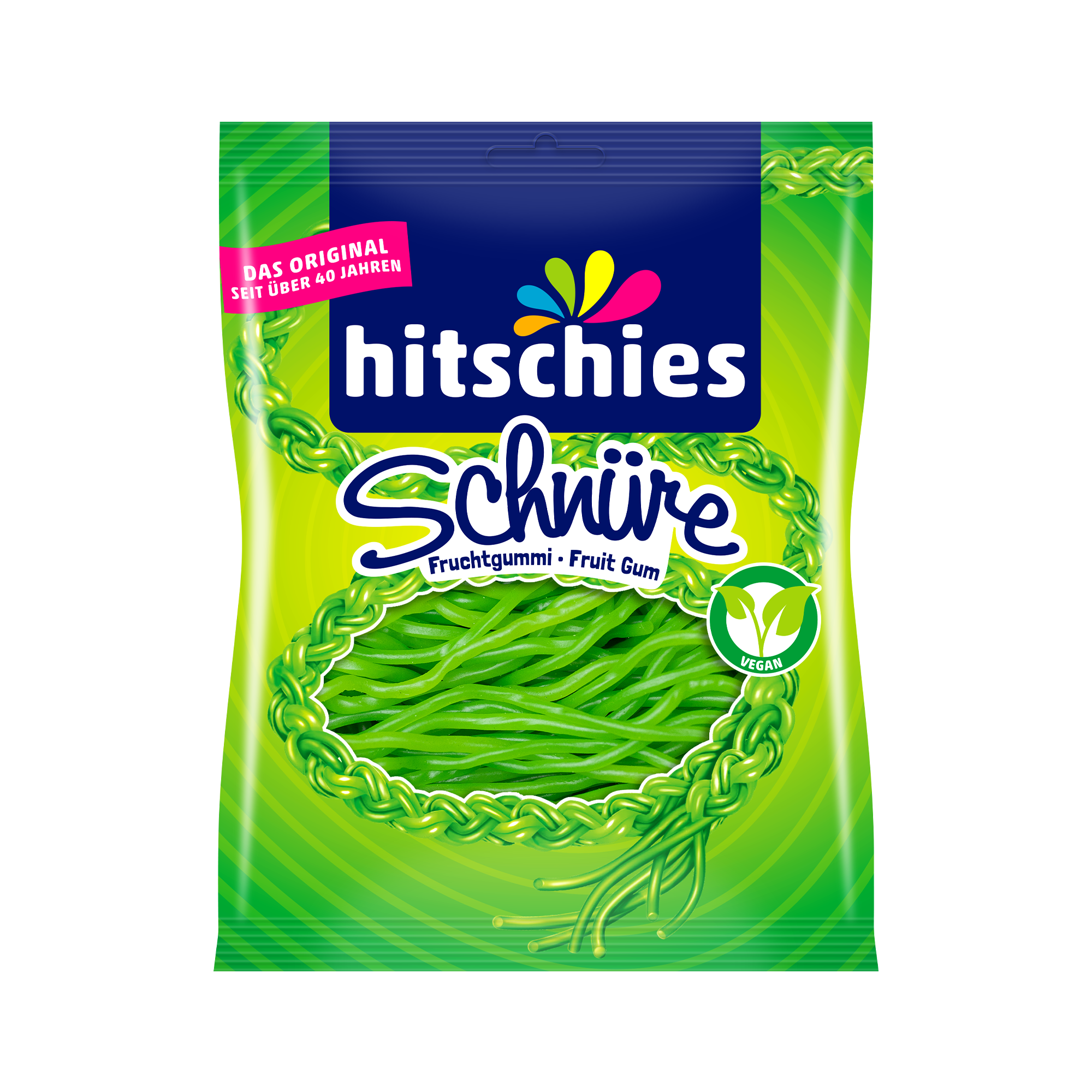 hitschler-hitschies-Schnuere-Apfel-vegan-125g-frontofpack-suessigkeiten (1) Lacets Pomme 125 g – Image 1